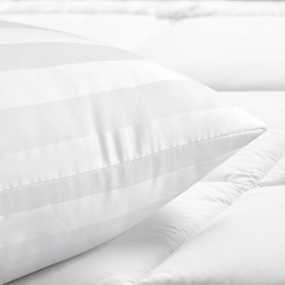 EIUE Bed Pillows for Sleeping 2 Pack Queen Size 20 x 30 Inches，Super Soft Down Alternative Microfiber Filled Pillows,Pillows for Side and Back Sleepers,Wide Stripe White