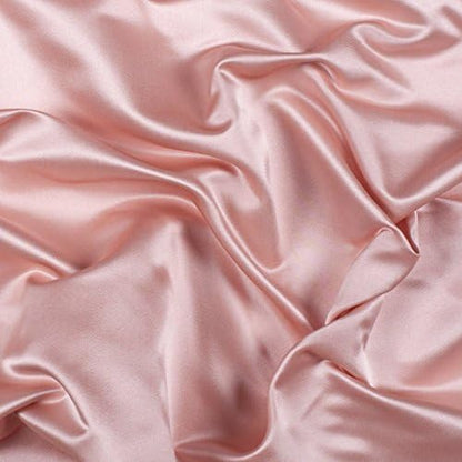 100% Pure Silk Satin Sheet Set, 4pcs - Fitted Sheet, Flat Sheet & 2 Pillowcases - Cool, Soft, Wrinkle Free, Fade Resistant - Olympic Queen, Rose Pink