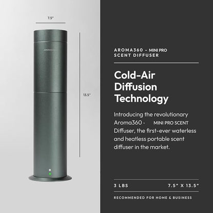Aroma360-Mini Pro Scent Diffuser-Aroma Diffuser for Essential Oils-Cold-Air Diffusion-600sq.ft. Coverage-Waterless Air Diffuser-Green-Works Exclusively with Pro Pod Bottles
