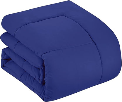 Sweet Home Collection 7 Piece Comforter Set Bag Solid Color All Season Soft Down Alternative Blanket & Luxurious Microfiber Bed Sheets, Royal Blue, Full