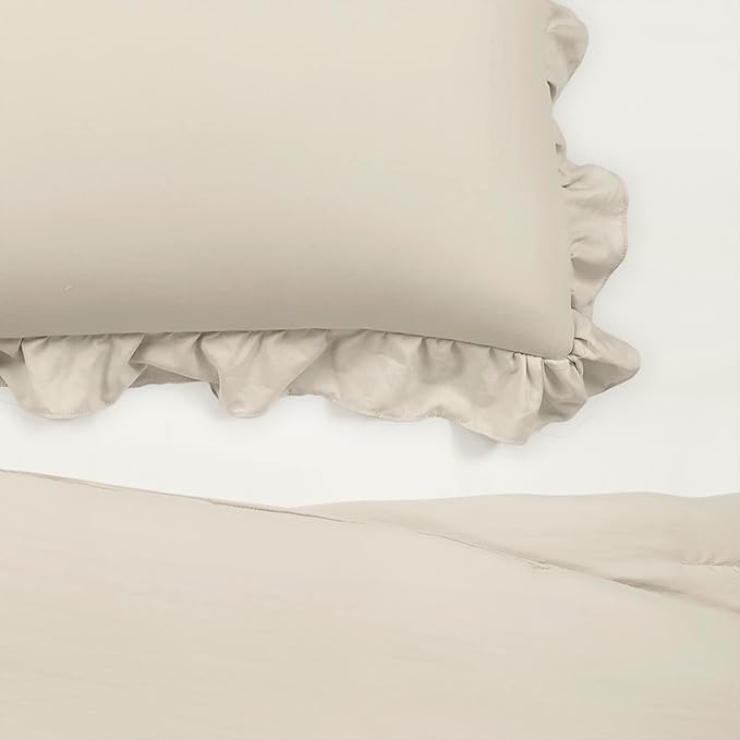 Lush Decor Reyna Ruffle Comforter Set - 2 Piece Twin Bedding Set - Elegance for Dorm Room - Twin XL, Wheat