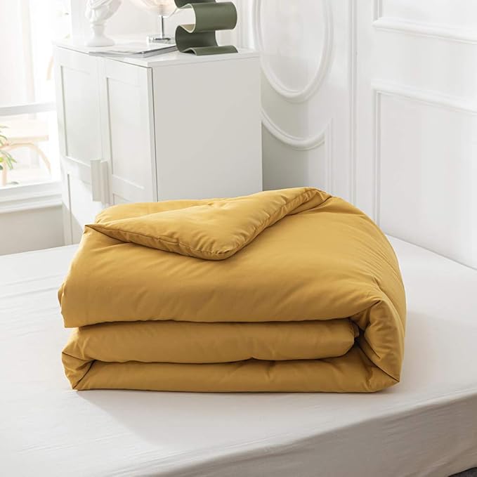Houseri Mustard Yellow Comforter Set King Dark Yellow Comforter Bedding Sets for Women Girls Mustard Comforter Ginger Quilt King Size Blanket Boys Men Deep Yellow Bedding Comforters Sets King