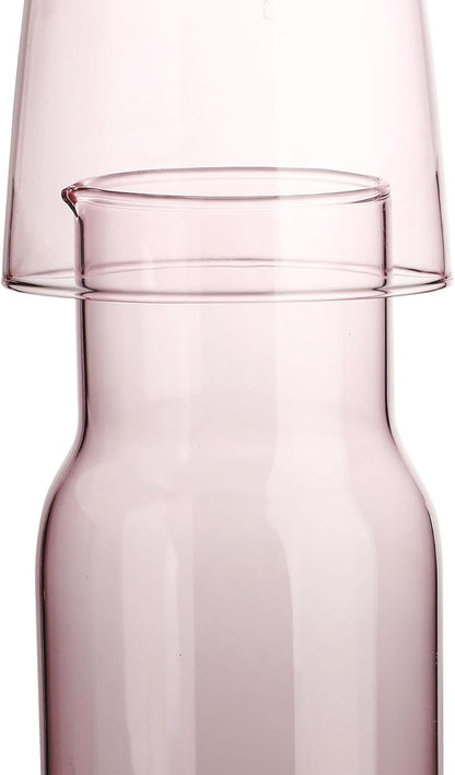 Bedside Carafe and Glass Cup, Bedside Water Carafe with Tumbler, 20oz Bedside Carafe with Cup for Guest Room Bathroom Living Room (A)