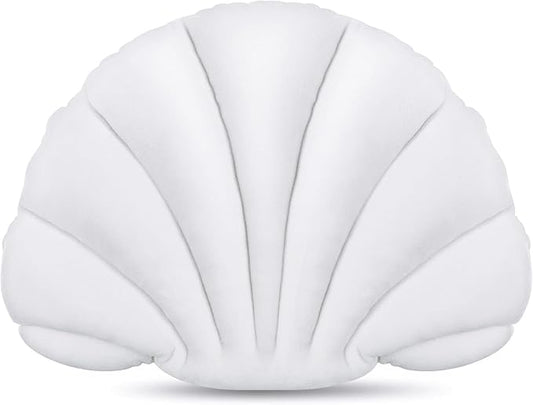 Marsui Pearl White Seashell Decorative Pillow, 13 Inch Shell Shaped Throw Pillow Gift 3D Insert Beach Soft Velvet Sea Ocean Mermaid Room Decoration Couch Bed Cute Cushions