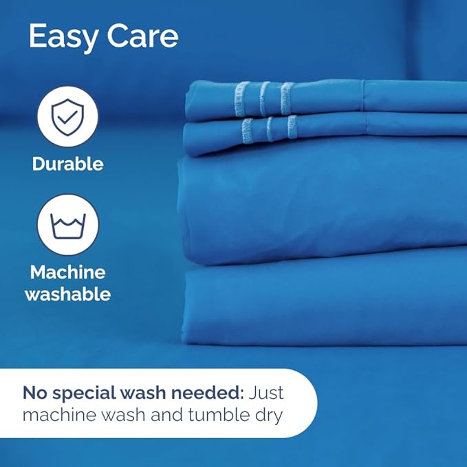 Full XL Size 4 Piece Sheet Set - Comfy Breathable & Cooling Bed Sheets Set - Hotel Luxury Bedding for Women, Men, Kids, Teens, Boys & Girls - Deep Pockets, Soft, Wrinkle Free - Oeko-Tex - Royal Blue