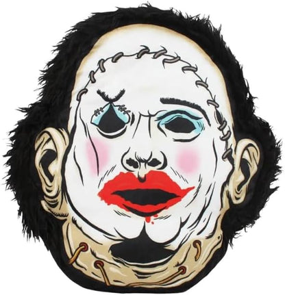 Creepy Co. Leatherface Texas Chainsaw Plush Cushion Horror Throw Pillow Polyester, Beige, 31863676502083