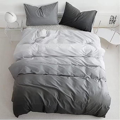 Houseri Grey Comforter Set Twin Gradient White and Gray Bedding 3 Piece Boys Girls Kids Aesthetic Silver Grey Bed Comforters Sets Dark Light Gray Art Style Preppy Dorm Quilts Blankets Twin
