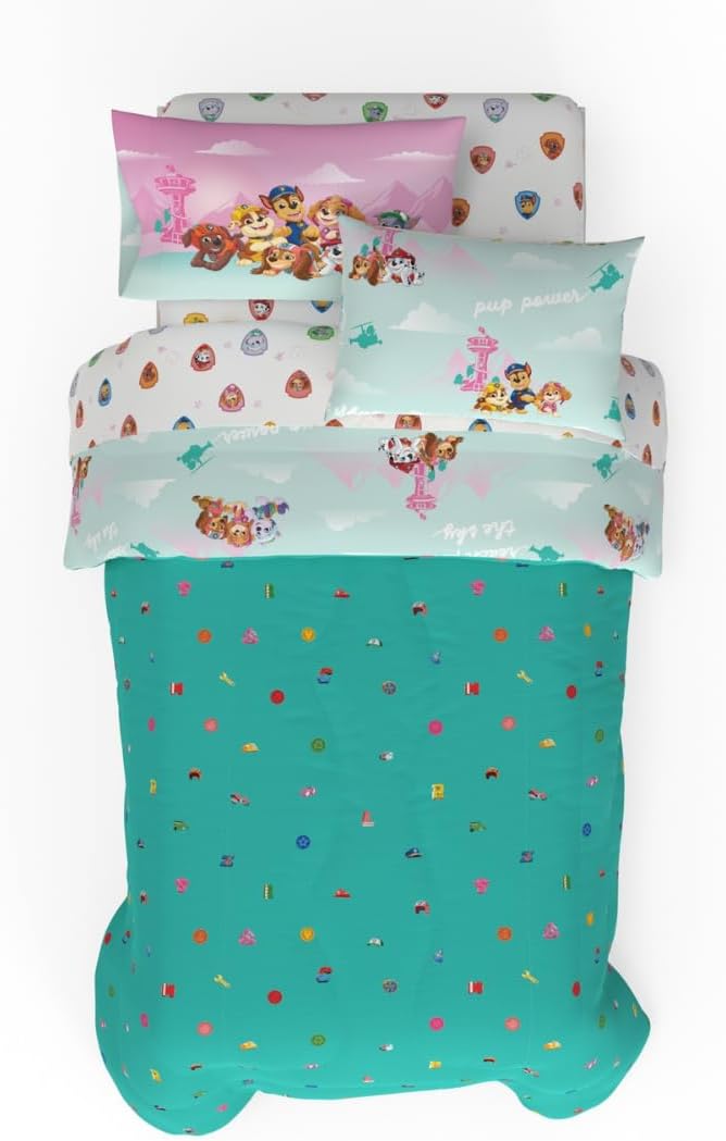 Paw Patrol Girl Skye Kids Bedding Super Soft & Cozy Reverisble Microfiber Comforter and Sheet Set with Sham, 5 Piece Twin Size, (Officially Licensed Product) by Franco