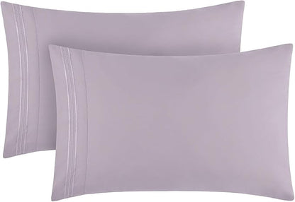 Mellanni Pillow Cases - Luxury, Extra Soft, Cooling Pillow Covers - 2 PC Iconic Collection Pillowcases - Envelope Closure (Standard/Queen 20"x30", Lavender)