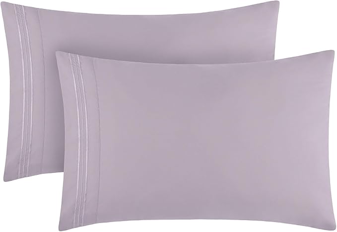 Mellanni Pillow Cases - Luxury, Extra Soft, Cooling Pillow Covers - 2 PC Iconic Collection Pillowcases - Envelope Closure (King 20" x 40", Lavender)