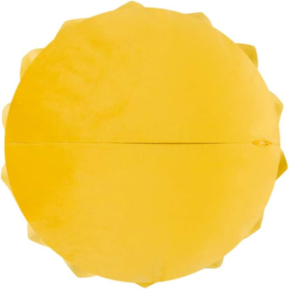 Decorative Throw Pillow 3D Flower Round Pillow Accent Handmade Cushion with Insert for Couch Bed Home Decor 12 Inch Yellow