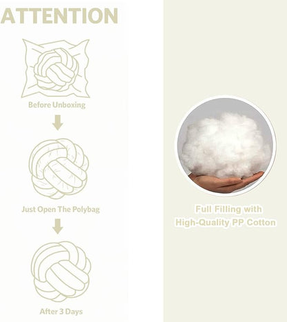 Petrella Knot Pillow Ball Round Throw Pillows Home Decor Cushion Decorative Aesthetic Throw Pillows，White 13inch