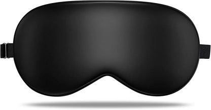 LULUSILK Mulberry Silk Sleep Eye Mask Blindfold with Adjustable Strap, Soft Eye Cover for Women Men Night Sleeping, Travel, Nap(Black)