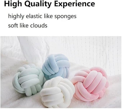 Knot Ball Pillows,Soft Round Knotted Pillow,Handmade Plush Throw Pillows Home Decoration Cushion Pillow for Sofa Bed Couch Floor(8.7 Inch,Wine Red)