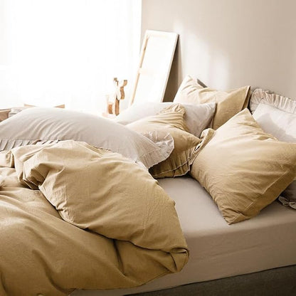 Luxlovery Beige Comforter Set Queen Champange Khaki Bedding Comforter Set Taupe Quilts Blanket Soft Durable Quilts 3 Piece Champagne Khaki Color Comforter Bedding Set