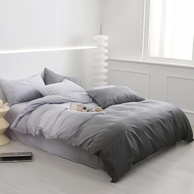 CLOTHKNOW Grey Silver California King Comforter Set Gray Gradient Bedding Comforter Sets Soft Tone Grey Comforter with 2 x Pillow Cases
