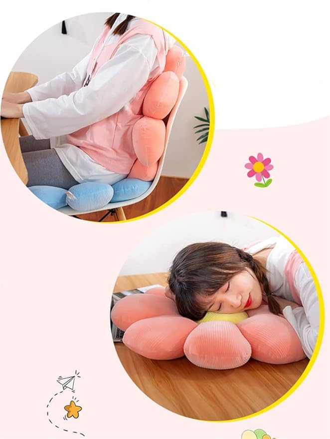 Flower-Shaped Cute Pillow, Flower Cushion, Reading Pillow and Leisure and Comfortable Pillow, Car Cushion (Yellow, 40cm*40cm)