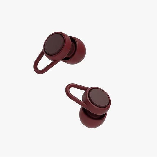 Hears Plus Ear Plugs for Noise Reduction - Patented Reusable Concert Earplugs, 25dB SNR Sound Reduction, Hypoallergenic for Musicians, Motorcycle and Sleeping with 4 tip Sizes - Burgundy Breeze