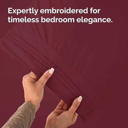 King Pillow Cases Set of 2 - Ultra Soft Hotel Quality Pillowcase Covers - Comfy, Cozy & Wrinkle Free - Shrinkage, Stain and Fade Resistant - Machine Washable Pillow Protectors - 2 Piece Set - Burgundy
