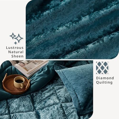 Intelligent Design King Comforter Set, Velvet Comforter Set , Luxury Diamond Quilting Comforter Set, Fluffy Comforter Bed Set with Decorative Pillowand 2 Shams, 4 Piece Teal, King/ Cal King
