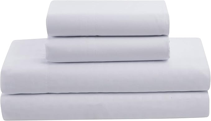 Sweet Home Collection 8 Piece Comforter Set Bag with Dobby Stripe Design, Bed Fitted, 1 Flat Sheet, 2 Pillowcases, 2 Shams, King White (Pack of 3)