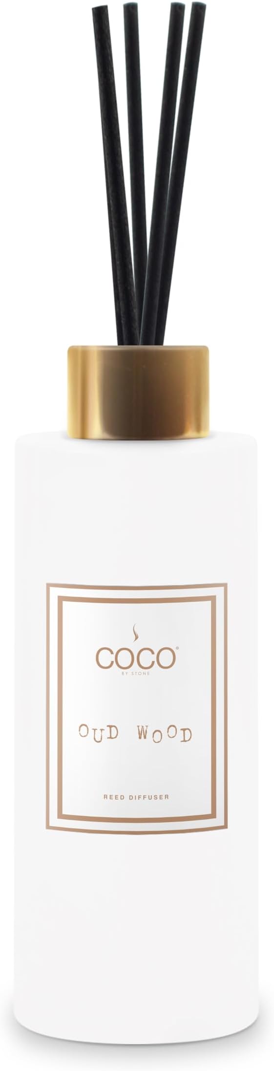 COCO by Stone 5oz Reed Diffuser (Oud Wood) – Luxury Scented Oil Diffuser for Home Aromatherapy, Long-Lasting Vegan Fragrance, Elegant Home Décor and Air Freshener
