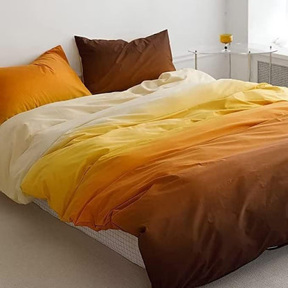 Houseri Yellow Orange Gradient Comforter Set Twin Cream Yellow Gold Brown Comforter Bedding Sets Twin Size for Kids Boys Girls Novel Yellow Bedding Comforters Twin Soft Breathable 3 Pcs