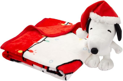 Peanuts Snoopy Holiday & Christmas Kids Bedding Super Soft Plush Pillow and Throw 2 Piece Set, 40 in x 50 in (Officially Licensed Product) by Franco