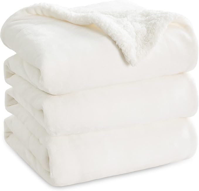 Bedsure GentleSoft Sherpa Fleece Blankets King Size for Bed - Thick and Warm Throw for Women and Men, Soft Fuzzy Plush King Blanket for Winter, Non-Heated, White, 108x90 Inches