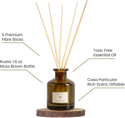 PRISTINE Casa Particular/Inspired by Wyndham Reed Diffuser for Home | Rich Blend of Tobacco Leaves, Sweetness of Guava Reed Diffuser Set, Oil & Reed Diffuser Sticks | Home & Office Decor