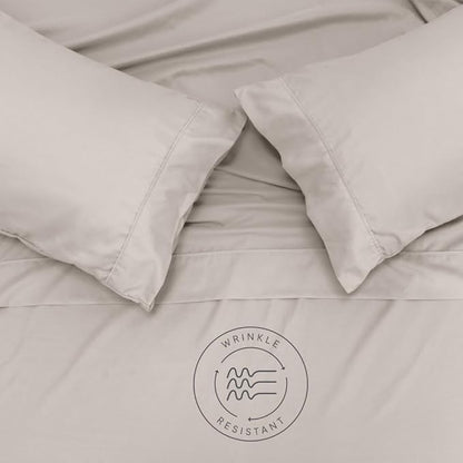 Jennifer Adams Eternal Sheet Set, 4-Piece Microfiber Sheets & Pillowcases - Ultra-Soft, Breathable and Wrinkle-Resistant (Linen, Full)