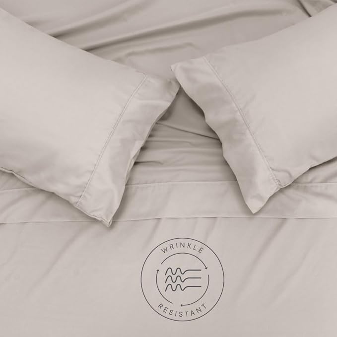 Jennifer Adams Eternal Sheet Set, 4-Piece Microfiber Sheets & Pillowcases - Ultra-Soft, Breathable and Wrinkle-Resistant (Linen, Queen)
