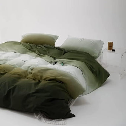 Houseri White and Green Comforter Set Twin Gradient Green Comforter Bedding Sets Twin Size, Twin(68‘90‘-Comforter)