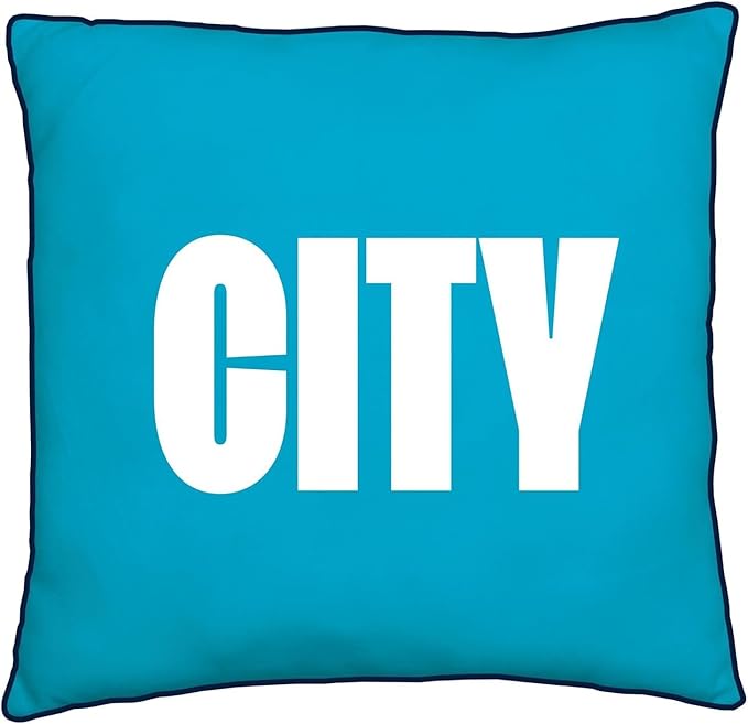 Character World Manchester City FC Official Blue Cushion, Super Soft Reversible 2 Sided, Soccer Club Crest Design, Perfect for Any Bedroom, Sofa or on The Bed 16 x 16 INCHES