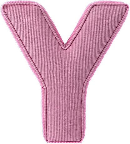 Pink Letter Plush Pillow, Letter Hugging Throw Pillows, Decorative Corduroy Initial Letter Shaped Throw Pillows, Letter Pillows English Alphabet A to Z for Sofa Bedroom Living Room Decor (Y)