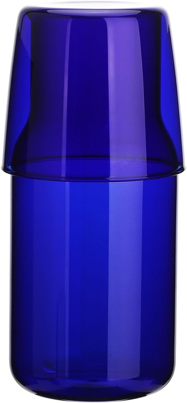 Bedside Carafe and Glass Cup, Bedside Water Carafe with Tumbler, 20oz Bedside Carafe with Cup for Guest Room Bathroom Living Room (B)