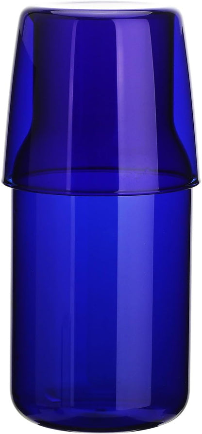 Bedside Carafe and Glass Cup, Bedside Water Carafe with Tumbler, 20oz Bedside Carafe with Cup for Guest Room Bathroom Living Room (B)