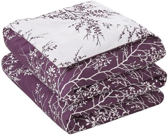 Spirit Linen 5 pcs Twin Comforter Set - Cozy Deep Sleep Microfiber Bedding Comforter Sets with Foliage Designed - Twin Bedding Sets with Pillow Shams (Lilac, Twin)