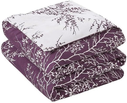 Spirit Linen 5 pcs Twin Comforter Set - Cozy Deep Sleep Microfiber Bedding Comforter Sets with Foliage Designed - Twin Bedding Sets with Pillow Shams (Lilac, Twin)