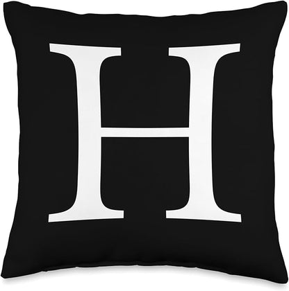 Cute & Classy Black White Monogram Letter H Throw Pillow