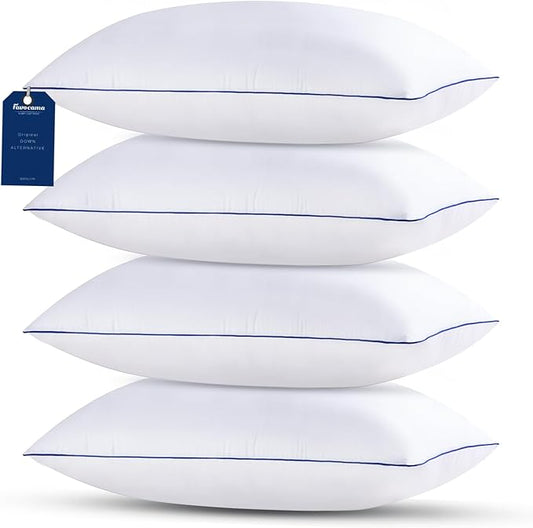 Pillows Queen Size Set of 4 Hotel Collection Bed Pillow for Sleeping Queen Pillows 4 Pack for Back, Stomach or Side Sleepers Soft and Supportive Washable Pillow for Bedroom