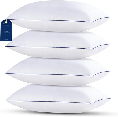 King Size Pillows Set of 4 Hotel Collection Bed Pillow for Sleeping King Pillows 4 Pack for Back, Stomach or Side Sleepers Soft and Supportive Washable Pillow for Bedroom
