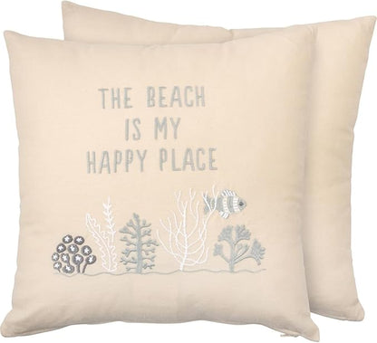 Primitives by Kathy Pillow-The Beach is My Happy Place, Light Gray, Dark Gray, Cream, White