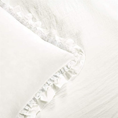 Lush Decor Ella Ruffle Lace Comforter, 2 Piece Set, Twin, Ivory - Cute Comforter - Twin Bedding Set - White Bedding - Coquette Decor - White Lace Trim - Ruffle Trim