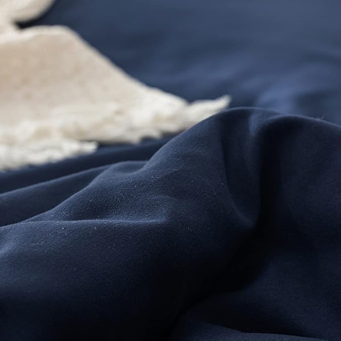 Pureant Navy Blue Comforter Full Set Dark Blue Bedding Set Solid Navy Full Blanket Quilts Men Women Cotton Blue Full Size Blanket Breathable Soft Navy Blue Comforter with 2 Pillowcases