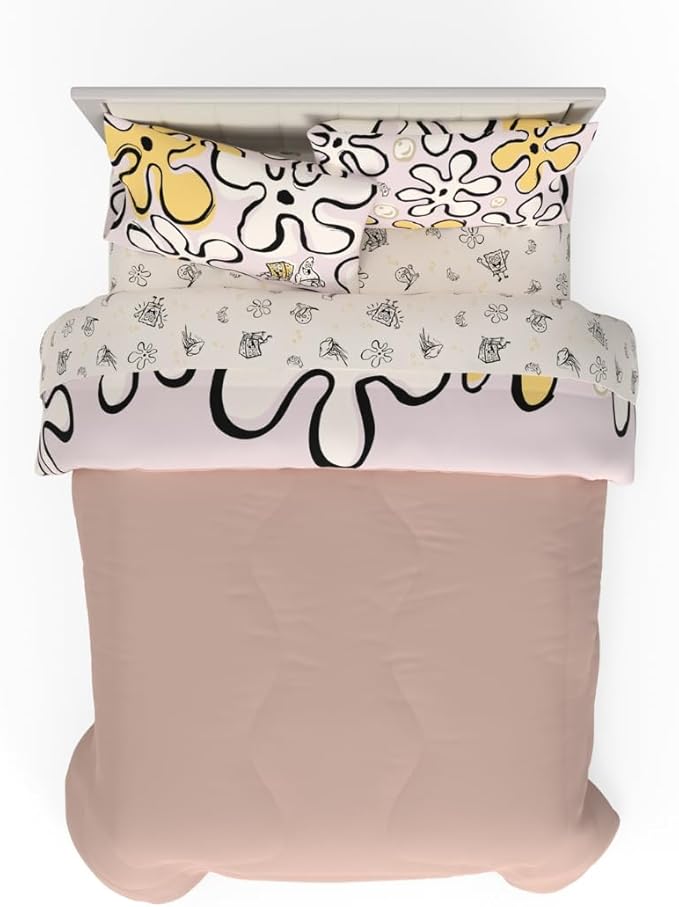 Collectibles Spongebob Squarepants Jellyfish Recycled Bedding 7 Piece Super Soft Reversible Comforter and Sheet Set, Queen, (100% Official Licensed Product) by Franco