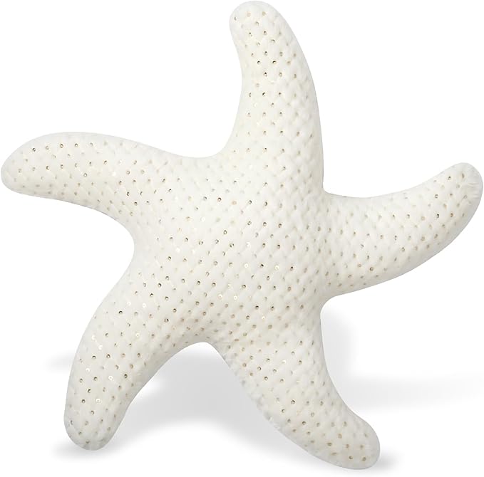 Marble Empire Starfish Pillow for Couch and Bed, Coastal Decor Throw Pillow, Ocean Beach Theme Accent Pillow for Living Room（Sequins）