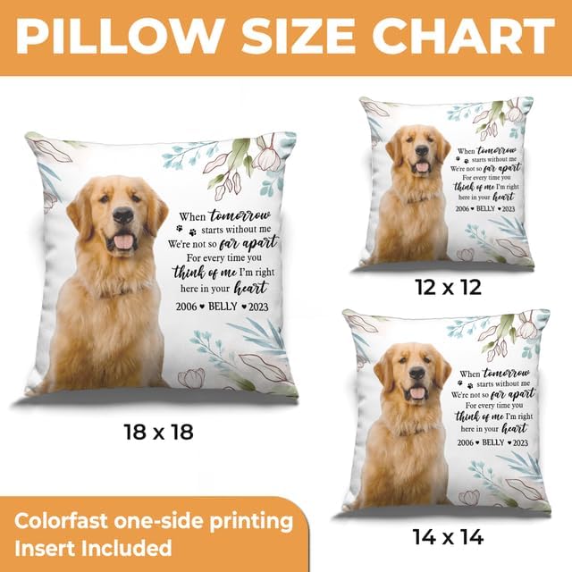 Pawfect House Personalized Dog Memorial Throw Pillows with Photo (Insert Included), I'm Right Here in Your Heart, Loss of Dog Sympathy Gift, Cat Memorial Gifts for Loss of Cat, Pet Loss Gifts