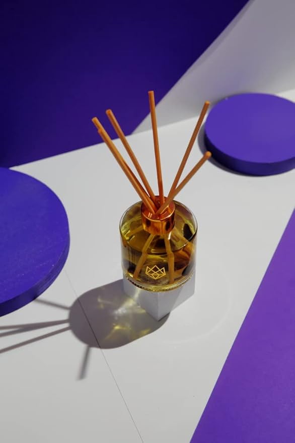 Crystal Infused Reed Diffuser, 4 OZ, Release - Amethyst Crystal Infused - Scents of Lavender, Bergamot, & Frankincense - Home Decor, House Warming, Room, Stick Perfume, Coffee Table