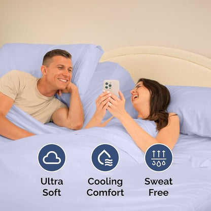 Split Head King Sheet Set – 4 Piece Flex Split Top King Sheets for Adjustable Beds - Fits 14” to 16" Mattress w/ Deep Pockets - Soft, Breathable & Cooling - Luxury Bedding and Wrinkle Free - Lavender
